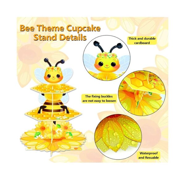 Bee Decorations 3 Tier Bee Cupcake Stand - Picture 3 of 7